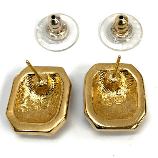 Designer Swarovski Gold-Tone Clear Rhinestone Push Back Stud Earrings image number 3
