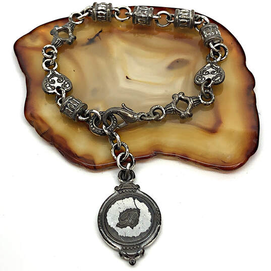 Designer Brighton Silver-Tone Reversible Initial Scrolled Chain Bracelet image number 2