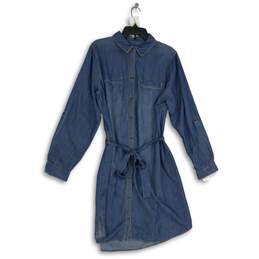Sonoma Womens Denim Blue Spread Collar Button Front Shirt Dress Size 16W