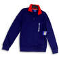 NWT Mens Blue Long Sleeve Pockets 1/4 Zip Knitted Pullover Sweater Size S image number 1