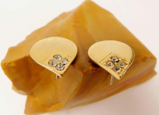 Trifari Goldtone Rhinestones Accented Teardrop Post Earrings 5.8g image number 2