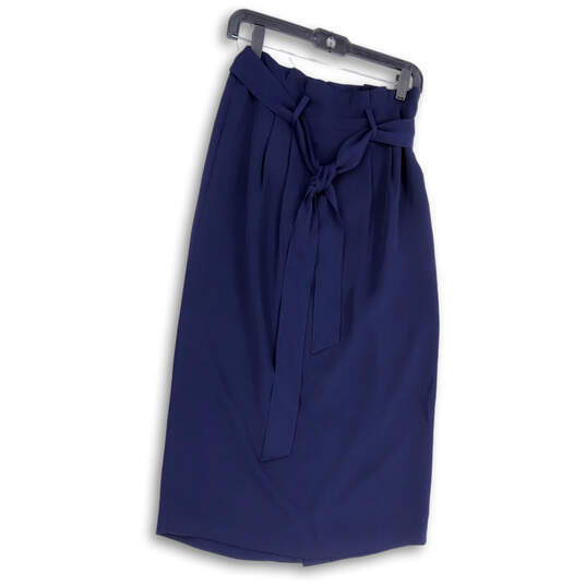 Womens Blue Pleated Belted Casual Straight & Pencil Skirt Size 4R image number 1