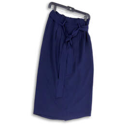 Womens Blue Pleated Belted Casual Straight & Pencil Skirt Size 4R