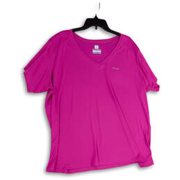 Womens Purple Short Sleeve V-Neck Pullover Activewear T-Shirt Size 3X