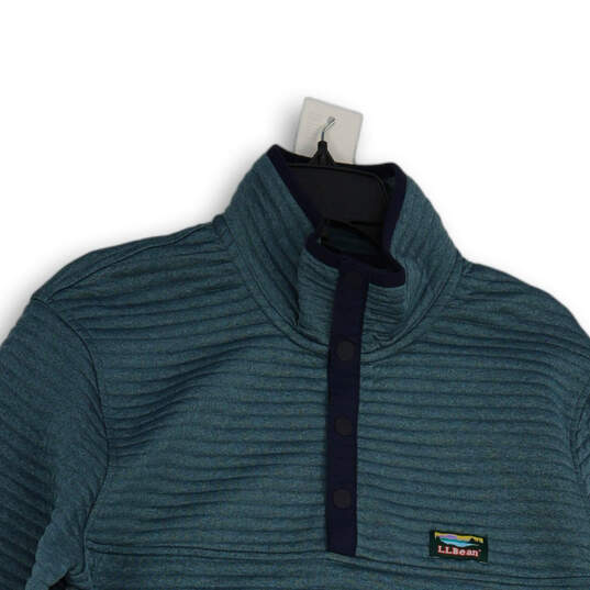 Mens Teal Mock Neck Long Sleeve 1/4 Snap Pullover Sweater Size L Reg image number 3
