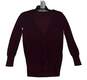 Womens Burgundy Long Sleeve V Neck Pockets Cardigan Sweater Size XXS image number 1