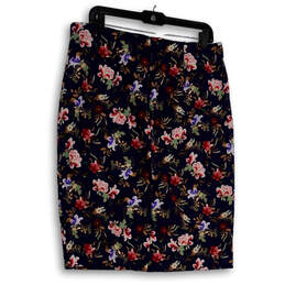 Womens Blue Floral Regular Fit Back Zip Straight And Pencil Skirt Size 12 alternative image