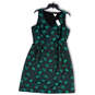 NWT Womens Black Green Floral Sleeveless V-Neck Back Zip A-Line Dress Sz 10 image number 1