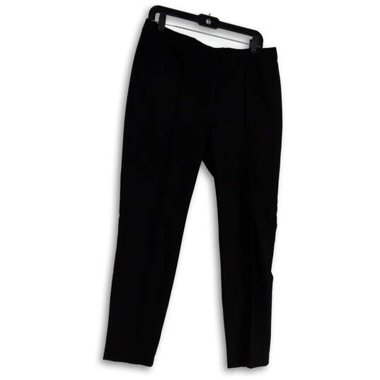 Womens Black Pleated Front Pockets Stretch Skinny Leg Ankle Zip Pants Sz 12 image number 1