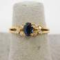 10K Yellow Gold Oval Sapphire 0.14 CTTW Diamond Ring 1.8g image number 2