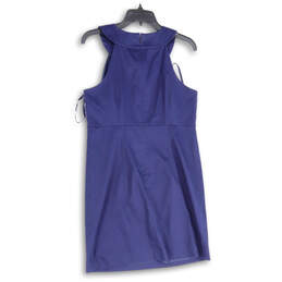 NWT Womens Blue Halter Neck Sleeveless Back Zip Shift Dress Size 8 alternative image