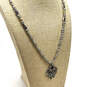 Designer Brighton Silver-Tone Chain Lobster Clasp Black Pendant Necklace image number 1