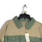 NWT Thread & Supply Womens Green Beige Spread Collar Button-Up Shirt Size L image number 3