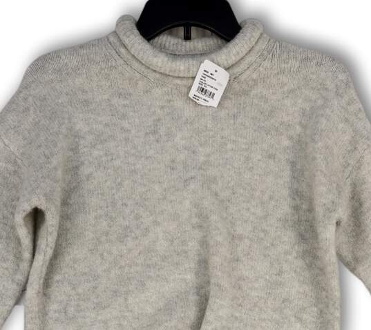 NWT Womens Gray Wool Heather Long Sleeve Crew Neck Pullover Sweater Size XS image number 3
