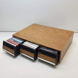 Vintage 3 Drawer Wooden Cassette Audio Tapes Organizer with Assorted Cassette Tapes