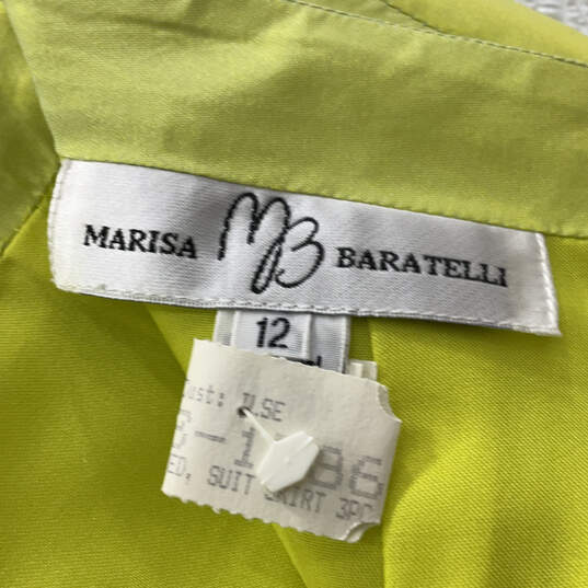 Womens Yellow Beaded Three-Piece Crop Top Blazer & Skirt Suit Set Size 12 image number 10