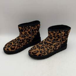 UGG Womens Brown Black Leopard Print Classic Mini Slip-On Winter Boots Size 8