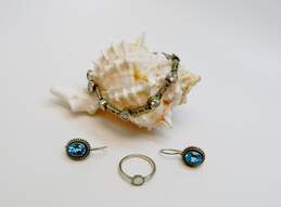 BA Suarti & Artisan 925 Faceted Topaz Rope Drop Earrings Opal Band Ring & Cubic Zirconia Bar Link Tennis Bracelet 22.8g