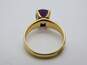 14K Gold Amethyst Faceted Oval Solitaire Brushed & Smooth Ring 4.2g image number 3