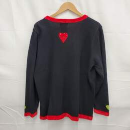 VTG Quacker Factory WM's Black Embroidered Hearts Cardigan Sweater Size L alternative image