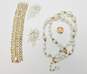 VNTG Faux Pearl & Aurora Borealis Necklace Cluster Earrings & Bracelet 149.2g image number 4