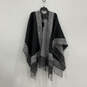 NWT Womens Black Gray Open Front Poncho Cardigan Sweater One Size image number 1