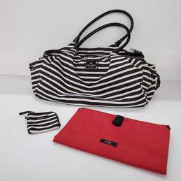 Kate Spade Black and White Striped Nylon Diaper Bag
