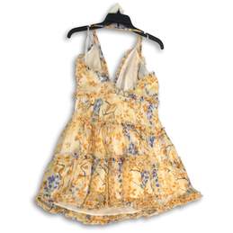 NWT Womens Multicolor Floral Ruffle V-Neck Sleeveless Short A-Line Dress Size L alternative image