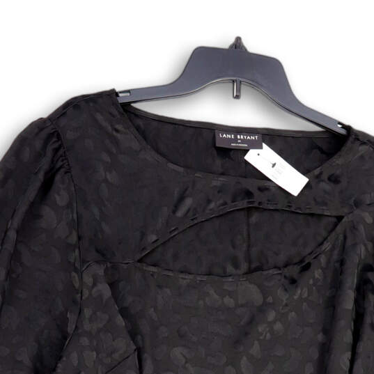 NWT Womens Black Leopard Print Cutout Round Neck Pullover Blouse Top Sz 24 image number 3