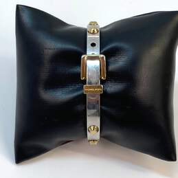Designer Michael Kors Two-Tone Buckle Bangle Bracelet W/Studs 29.7g alternative image