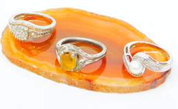 Contemporary Sterling Silver Diamond Accent Citrine & Pearl Rings 11.0g alternative image