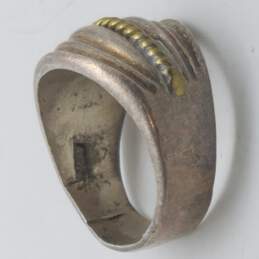 Sterling Silver Brass Ribbed Sz 6.5 Ring 9.4g alternative image