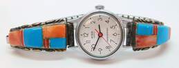 Southwestern Artisan 925 Sterling Silver Turquoise Coral & Spiny Oyster Watch Tips On Acqua Watch 22.9g alternative image