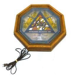 Vintage Blatz Beer Faux Stained Glass Octagonal Lighted Bar Ad Sign