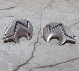 Navajo Artisan M. Kirk Signed Sterling Silver Bear Stud Earrings - 5.6g