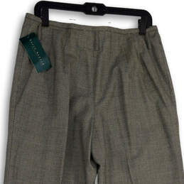 NWT Womens Gray Pleated Flat Front Straight Leg Dress Pants Size 12