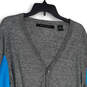 Mens Gray Tight Knit Long Sleeve Button Front Cardigan Sweater Size XXL image number 3