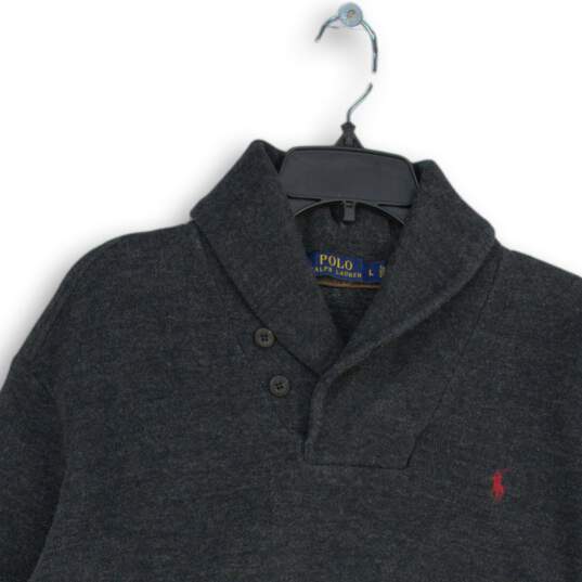 Polo Ralph Lauren Mens Gray Long Sleeve Knitted Pullover Sweater Size Large image number 3