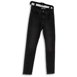 Womens Gray Denim Medium Wash Stretch Pockets Skinny Leg Jeans Size 27
