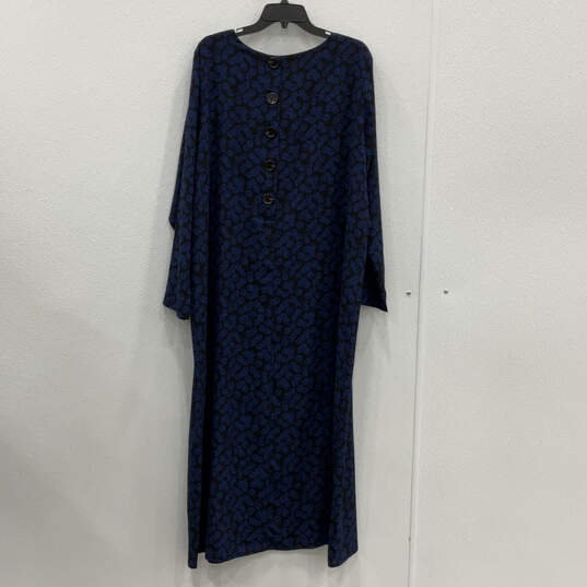 NWT Womens Blue Floral Round Neck Long Sleeve Button Back Maxi Dress Sz XXL image number 2