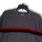 Mens Gray Striped Knitted Crew Neck Long Sleeve Pullover Sweater Size XL image number 3