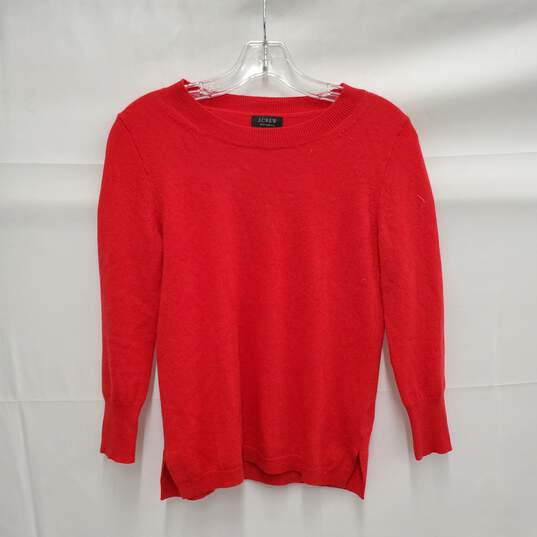 J. Crew WM's 100% Cashmere Red Crewneck Sweater Size XS image number 1