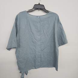 Blue Linen Tunic Short Sleeve Blouse alternative image
