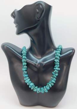 Artisan Southwestern Faux Turquoise Graduated Beaded Necklace 53.7g