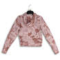 Womens Pink Tie Dye  Long Sleeve Drawstring Cropped Pullover Hoodie Size XS image number 2