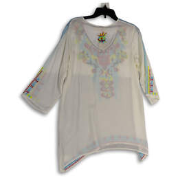 NWT Womens Multicolor Embroidered 3/4 Sleeve Pullover Tunic Top Size Medium alternative image
