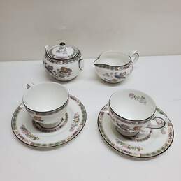 Wedgwood - Kutani Crane - Tea Set Lot 6 Piece Cups Saucers Milk Jug Lidded Sugar Bowl