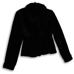 Womens Black Velvet Long Sleeve Collared Button Front Jacket Size 0 alternative image