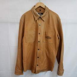 Harley Davidson tan genuine leather shirt jacket men's L