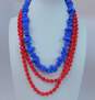 VNTG Mid Century Bright Red & Blue Beaded Necklaces image number 1